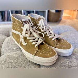 Vans Unisex Size 8 Sk8 Hi Tapered Eco Theory Mustard Gold Peace Leaf